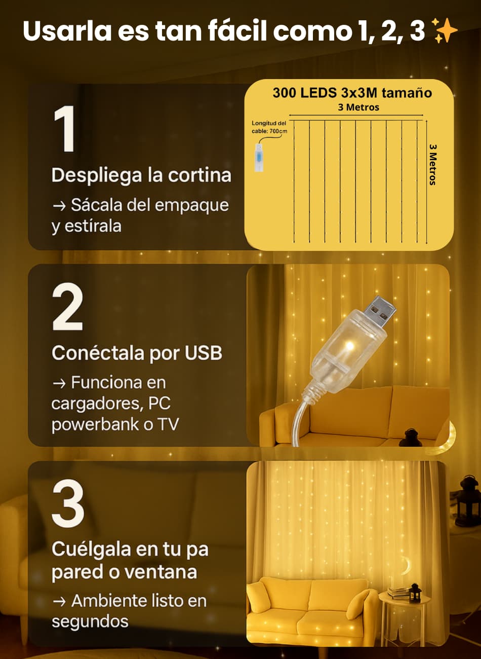 Cortina luces led